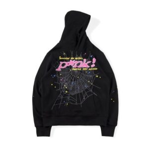 sp5der pink hoodie black