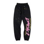 sp5der pink sweatpants black