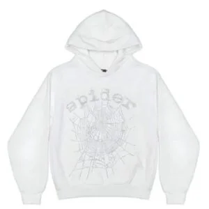 Sp5der OG Rhinestone Logo Hoodie White